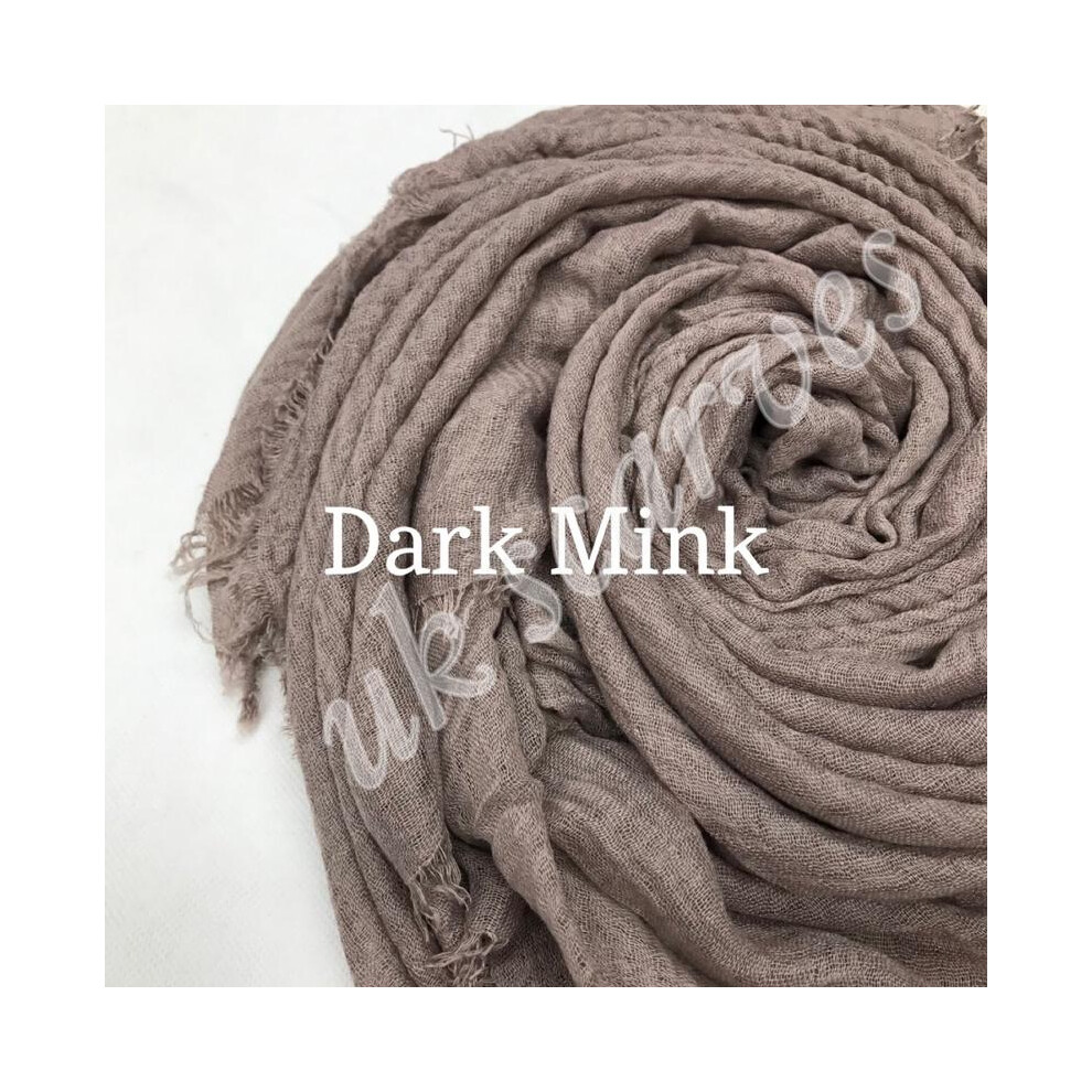 (DARK MINK) CRIMP CRINKLE HIJABS Scarf Ladies Plain Maxi Headscarf Crimp Scarves Shawl Ruffle-image-OPC-PKMRN8V-NEW