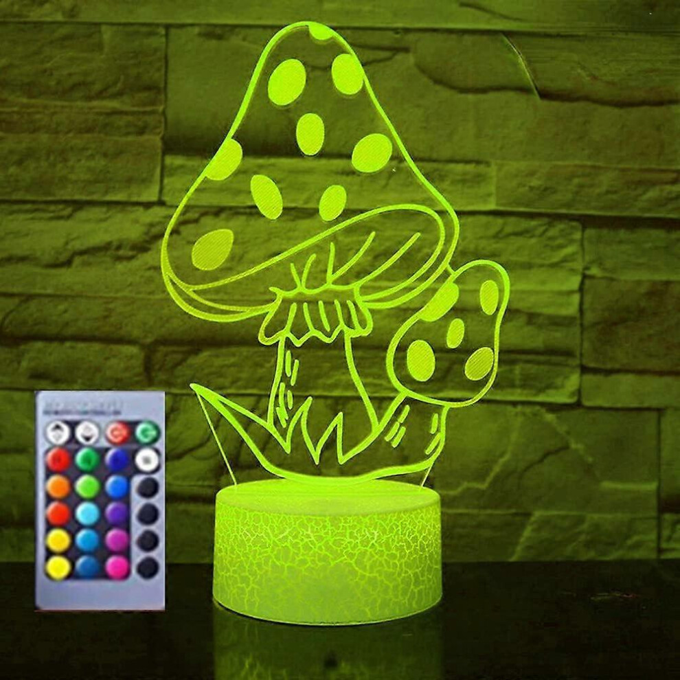 Kikidex (As Show, One Size) Xyc 3D Mushroom Night Lamp Illusion Night 16 Color Changing Table Desk Decoration Lamps Gift With Acrylic Flat Abs Bas Light