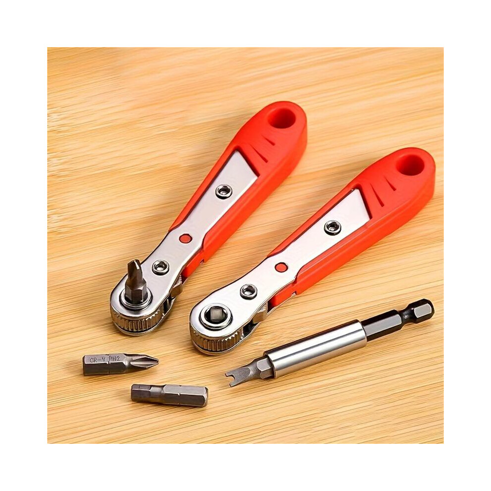(Orange, 1 Count) Ratchet Screwdriver Handleâ Wrench, Right Angle Bending Cross Screwdriver, Hand Tool For Narrow Spaces, Elbow Wrench, Non-Electric H 5011832478245