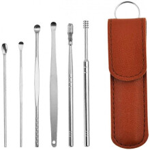 6PCS Innovative Spring Ear Wax Cleaner Tool Set, Stainless Steel Ear Pick Ear Wax Removal Kit, Spring Ear Spoon Cleaning Ear Tool, Ear Curette Ear Rem