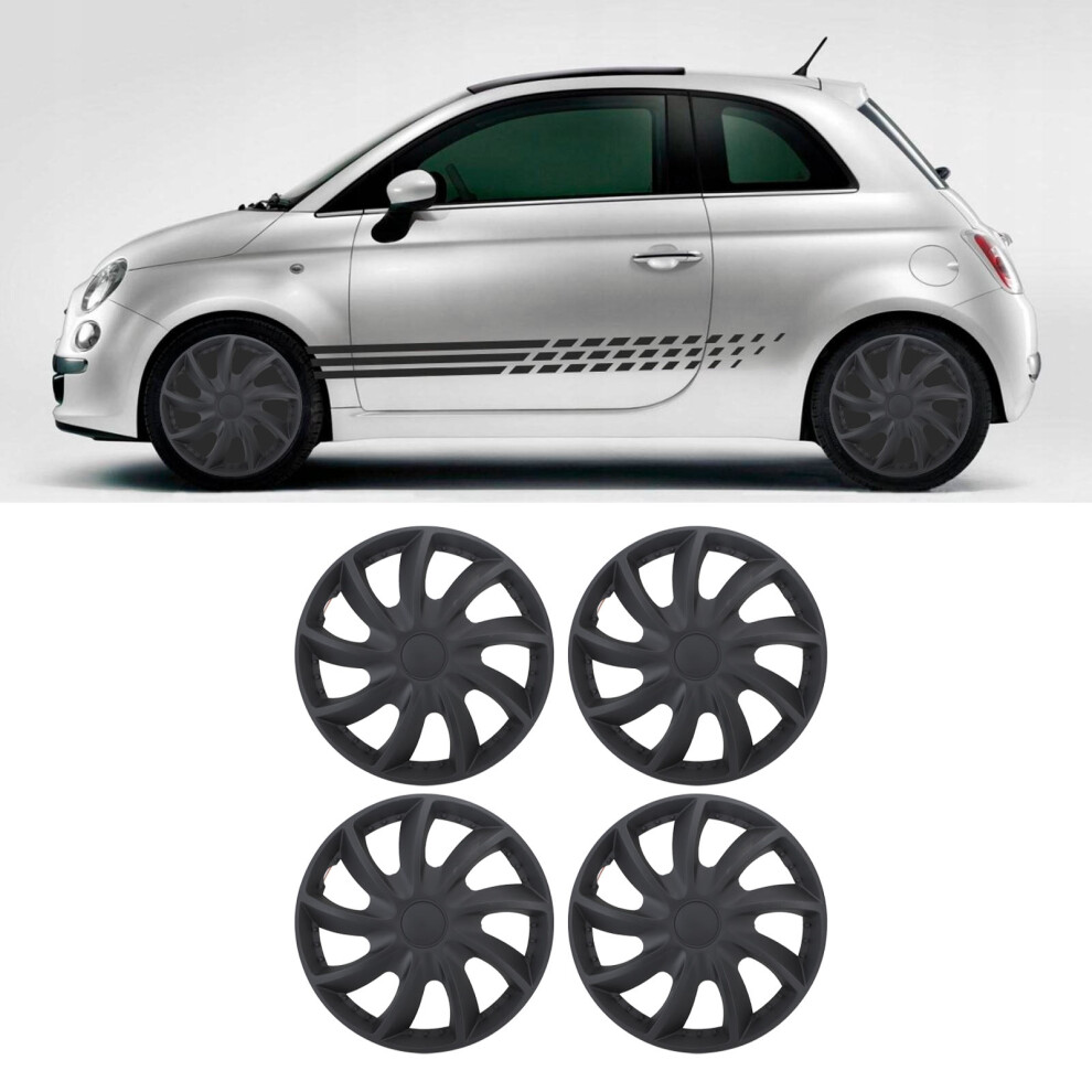 4PCS Black ABS Wheel Hubcaps for 14in Steel Rims, Snap-On Protection-image-OPC-PKMRRND-NEW
