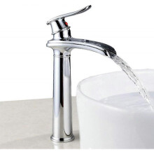 Chrome Basin Faucet Waterfall Mixer Tap for Bathroom (Top)