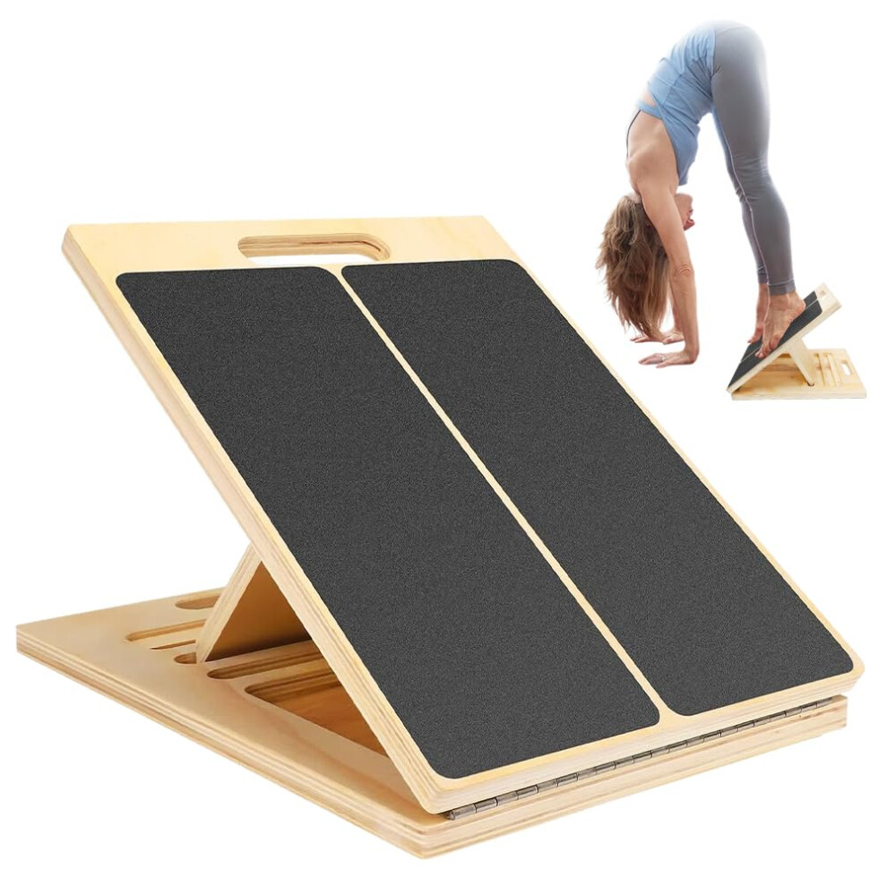 Balance Board Slanted Calf Stretcher, Wooden, Adjustable, Non-Slip, For Wobble Board Physiotherapy, Adult Exercise
