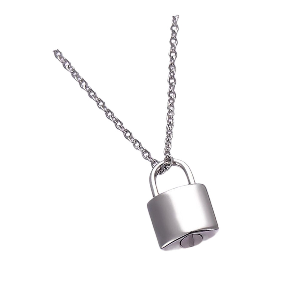 (Silver, 12x19 mm) Padlock Cremation Urn Necklace Keepsake Pendant for Stylish Friends-image-OPC-PKMS2WM-NEW