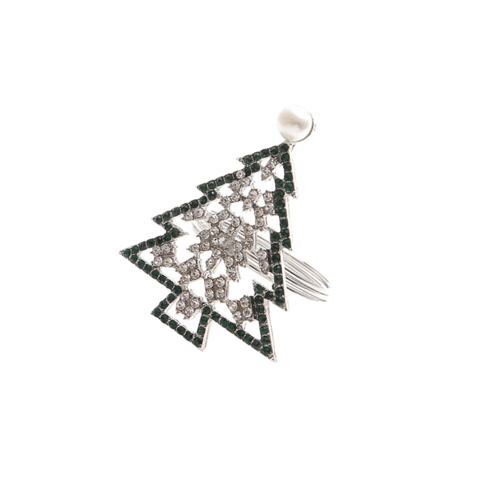 4 Szt. PierśCienie Na Serwetkę Choinkowe Z Diamentami-image