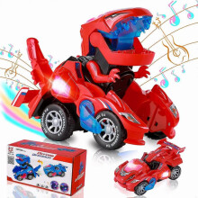 Automatic Dinosaur Toys with Music, 2 in 1 Automatic Dino Cars with LED Light, Dinosaur Toys for Kids 3-5