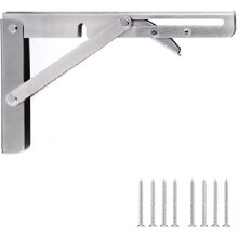 Polished Stainless Steel Folding Shelf Bracket, Floating Wall Bracket Right Angle Bracket, for Workbench(201 stainless steel-40cm)