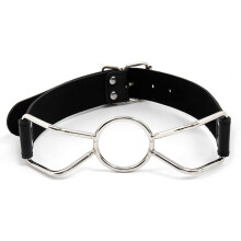 O-Ring Mouth Gag Leather Adjustable Bondage Restraints Black Large BDSM Toy For SM Enthusiasts