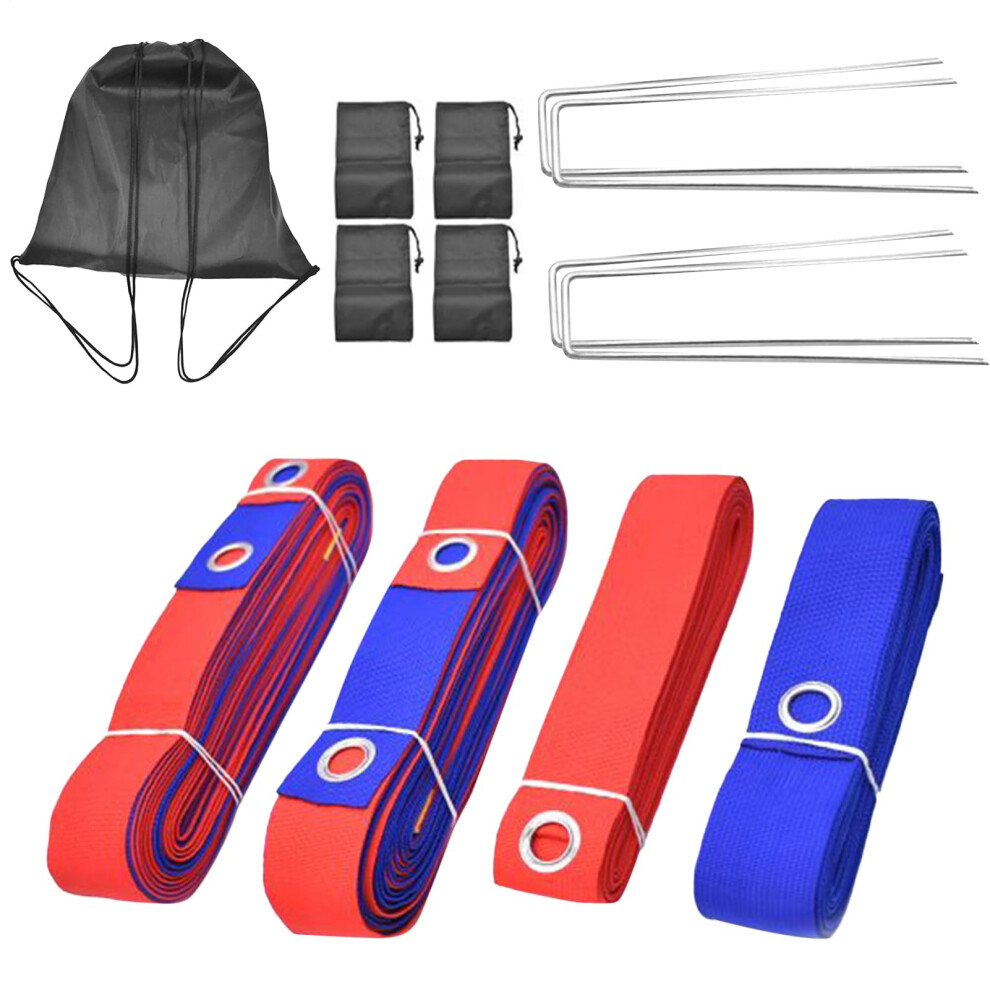 Sand Volleyball Marking Lines Court Kit With 5cm Wide Tape, Fixing Stakes, Carry Bag, Foldable Red And Blue Sandbags-image-OPC-PKMSJT2-NEW