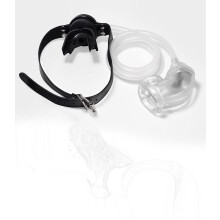 Bondage Restraints Silicone Penis Sleeve With Hose Urinal Penis Sleeve Fetish Mouth Gag Toy Transparent