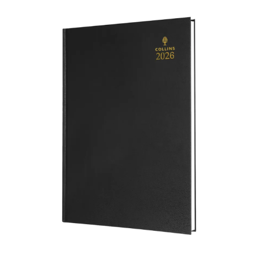 A5 Desk Diary Day Per Page Black 2026 Calendar