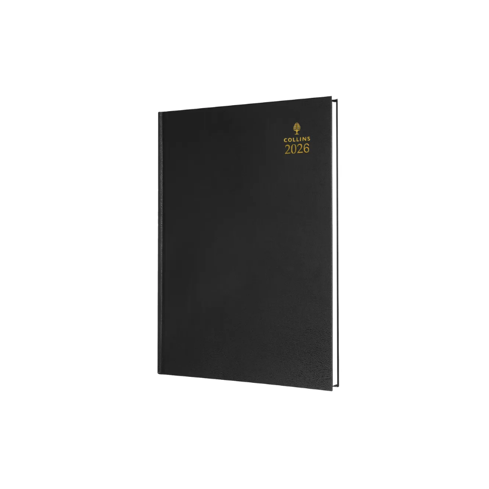 Collins A5 Desk Diary Day Per Page Black 2026 Calendar