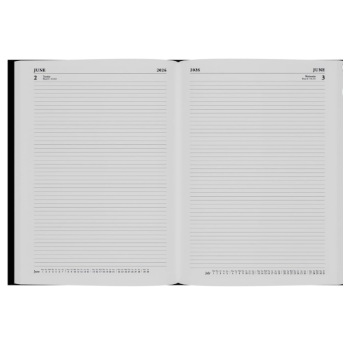 A5 Desk Diary Day Per Page Black 2026 Calendar 2