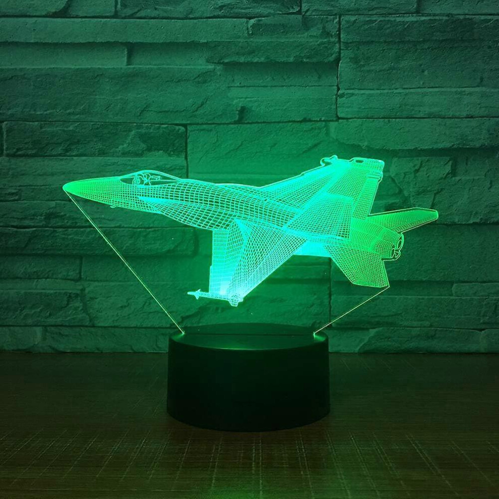 Kikidex (As Show, One Size) Xyc 3D Plane Airplane Night Lamp Illusion Led 7 Color Changing Touch Switch Table Desk Decoration Lamps Acrylic Flat Abs Bas Light