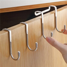 (Silver, one-size) 1 Piece S Shaped Stainless Steel Door Back Hanging Hook, No Drilling Door Back Hook, Double S-shaped Door Hook, Punch-free Hanger for Towel