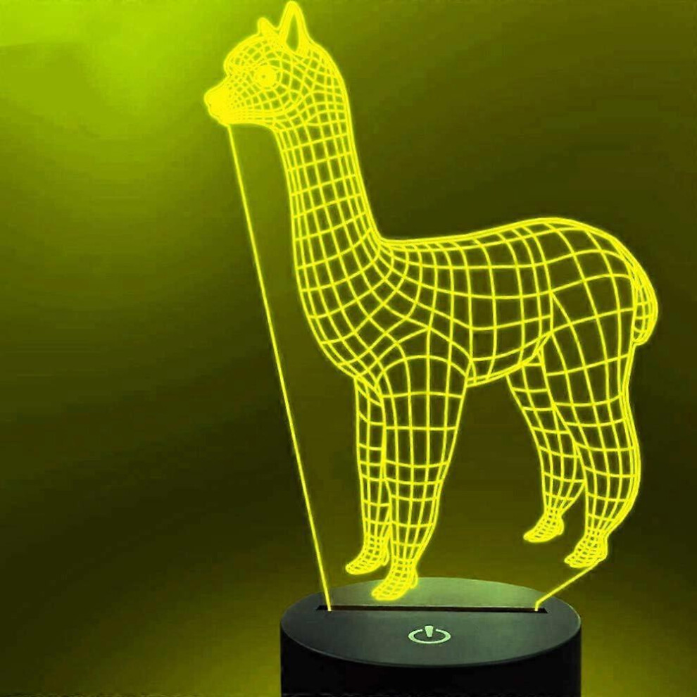Kikidex (As Show, One Size) Xyc 3D Alpaca Night Table Desk Optical Illusion Lamps 7 Color Changing S Led Table Lamp Xmas Home Love Birthday Childre Light