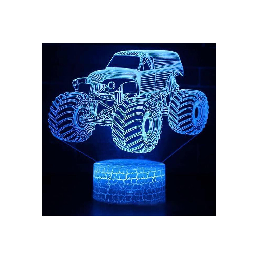 Kikidex (As Show, One Size) Xyc 3D Tractor Car Illusion Led Night 7 Clolors Changing Smart Touch Table Lamp Decor Gift Shop Bar Bedroom S (Crack Ba Light