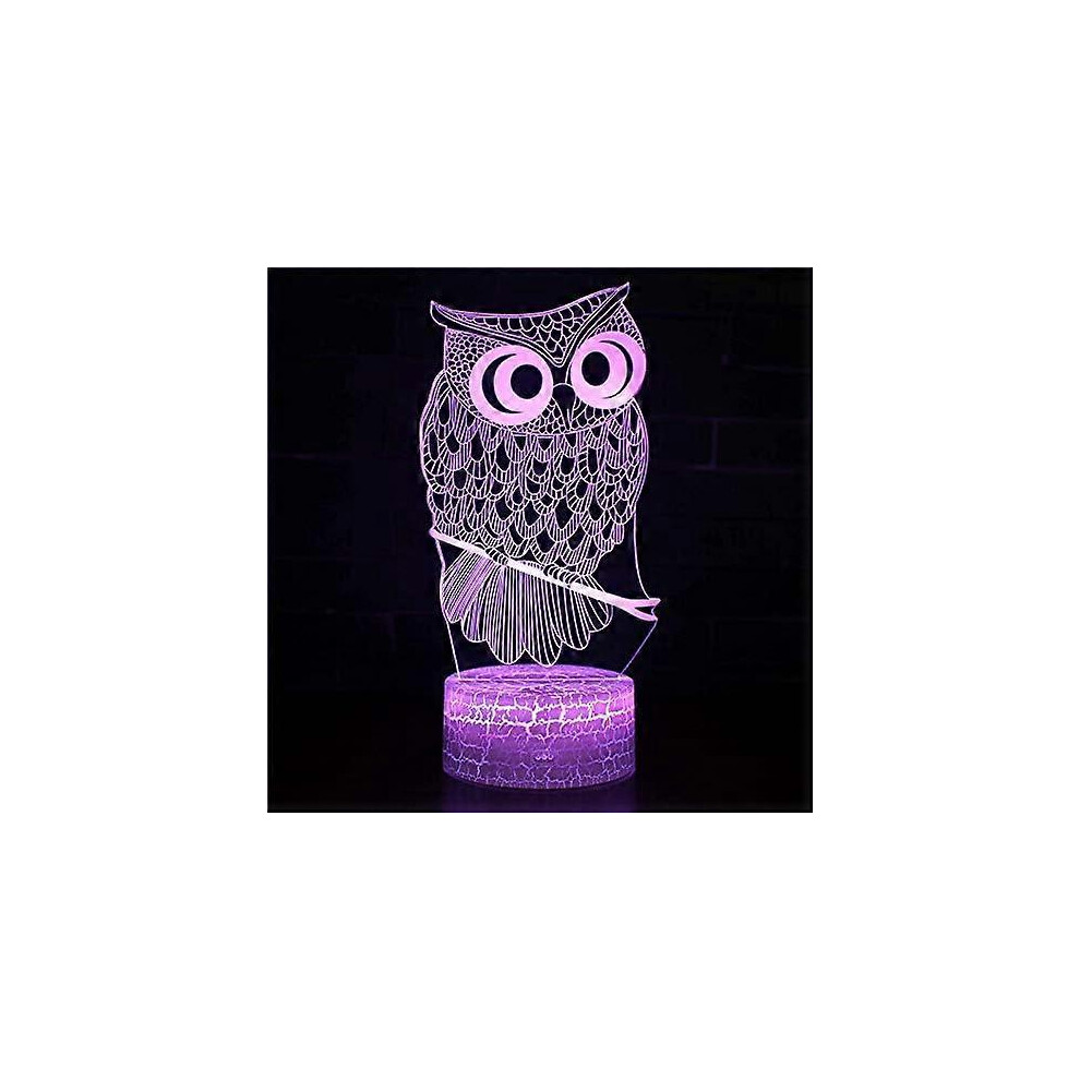 Kikidex (As Show, One Size) Xyc 3D Illusion Lamp Owl Eagle Bird Crane Pattern Bedroom Night Lamp Room Decor Led Night Lightholiday Birthday Gift (Crack Base W