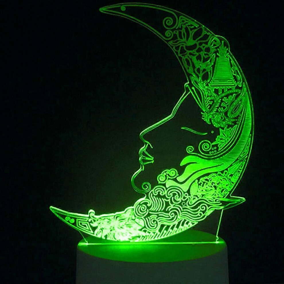 Kikidex (As Show, One Size) Xyc 3D Moon Night Table Desk Optical Illusion Lamps 7 Color Changing S Led Table Lamp Xmas Home Love Birthday Children Light