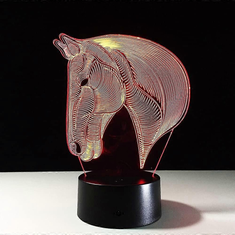 Kikidex (As Show, One Size) Xyc Horse Led Night Light Kids Gifts 7Colors Changing Horse Led Night Lights 3D Led Desk Table Lamp Bedside Lamps As Home Decorati