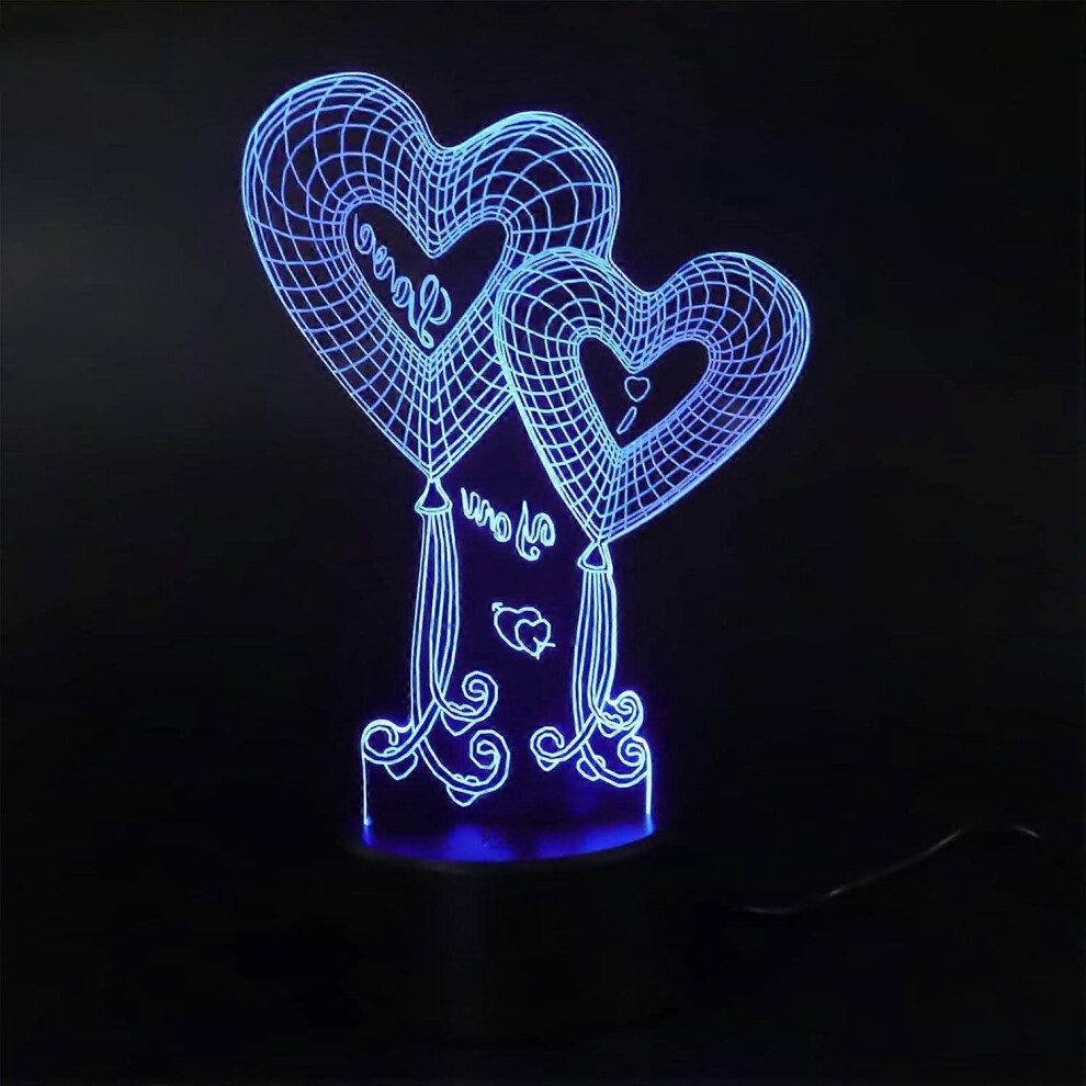 Kikidex (As Show, One Size) Xyc 3D Illusion Lamp Lamp Visual Touch Switch Night Dual Heart Motorcycle Gift Light