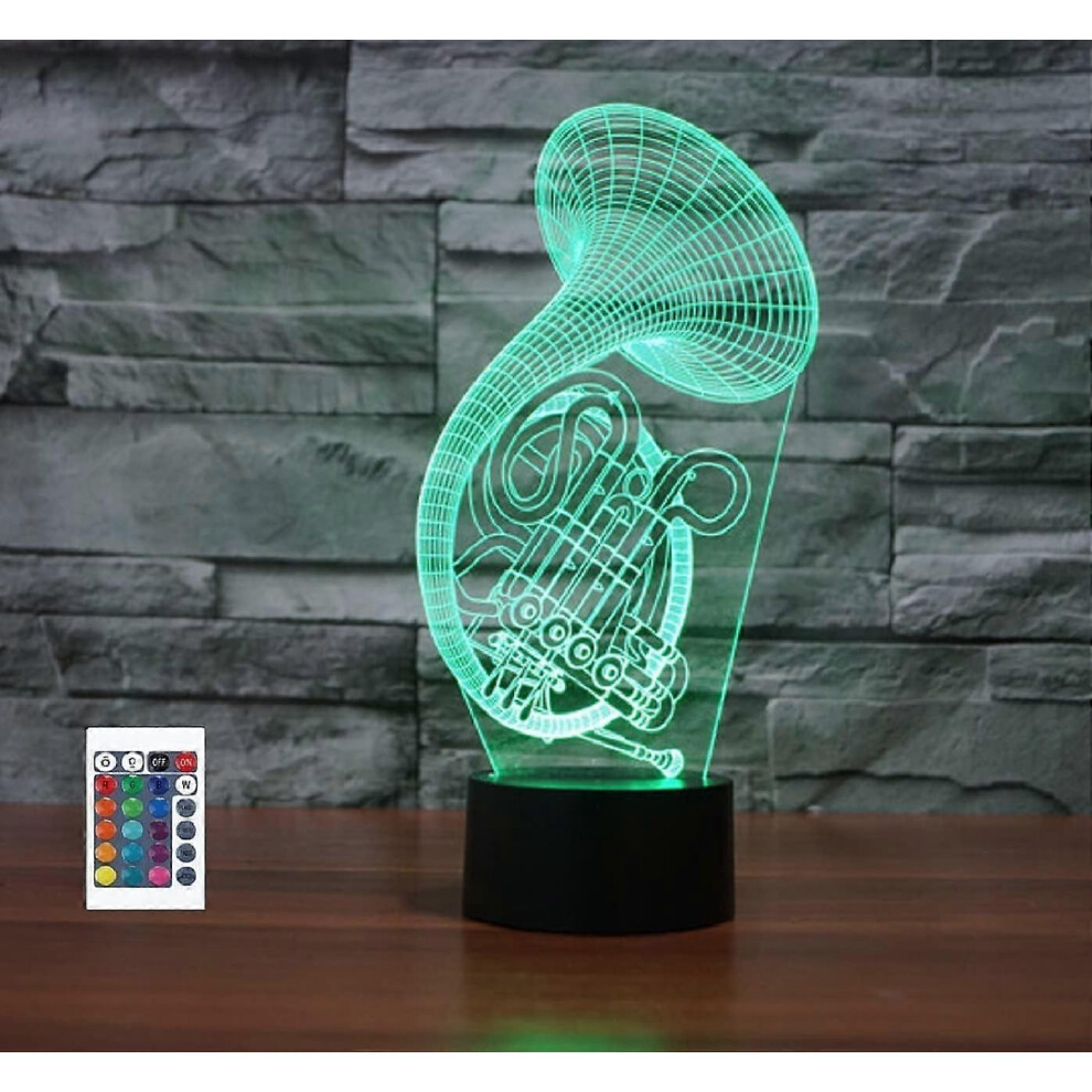 Kikidex (As Show, One Size) Xyc 3D Instrument Saxophone Remote Control 16 Color Night Lights Illusion Acrylic Led Table Bedside Lamp Children Bedroom Desk Dec