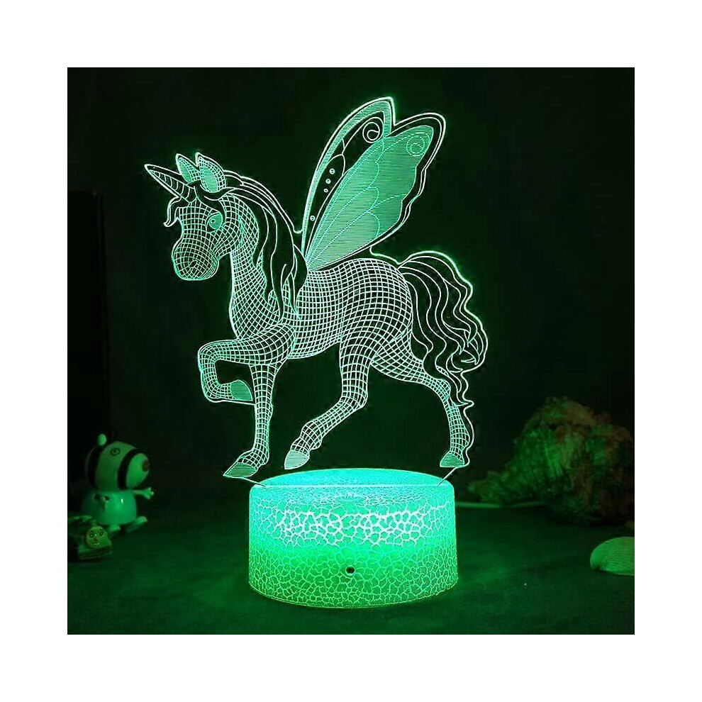 Kikidex (As Show, One Size) Xyc Unicorn Gifts For Grils 3D Illusion Night Bedside Lamp With Remote Control 16 Colors Changing Function For Room Home Dec Light