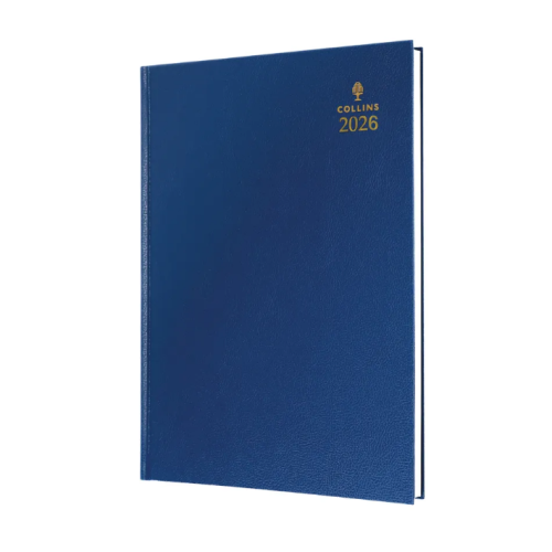 A4 Desk Diary Day Per Page Blue 2026 Calendar