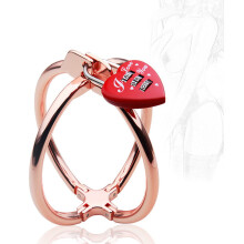 Stainless Steel Wrist Restraints Cross Handcuffs Lockable SM Bondage Set For Couples Gold