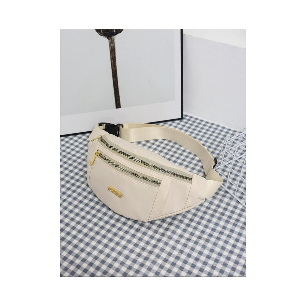(Off White, Please Refer To The Pictures for Dimensions) Women's Solid Color Fanny Pack, Casual Sporty Zipper Chest Bag, Minimalist Belt Bag for Worko-image-OPC-PKMTYWZ-NEW