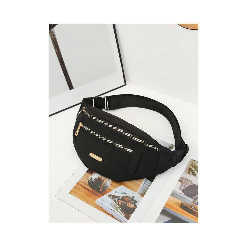 (Black, Please Refer To The Pictures for Dimensions) Women's Solid Color Fanny Pack, Casual Sporty Zipper Chest Bag, Minimalist Belt Bag for Workout R-image-OPC-PKMTYWV-NEW