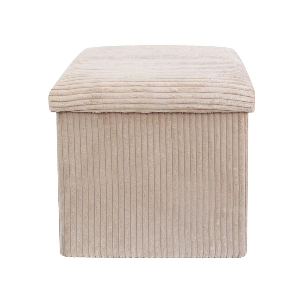(Cream) Black or Cream Foldable Storage Footstool Corduroy Ottoman Storage Cube Footrest, Organizer Storage Box with Lid, Square Soft Touch-image-OPC-PKMV65K-NEW