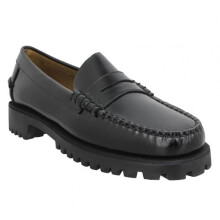Mocassins Femininos Sebago Dan Lug Preto - Couro - Sola de Borracha - Salto 3 cm
