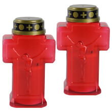 Flickering Flameless Cross Candles 2-Pack Battery-Powered Removable LED Grave Decorations For Cemetery Church Memorial