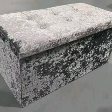 (Silver) Storage Ottoman - Home Organizer for Clothes, Toys, and More