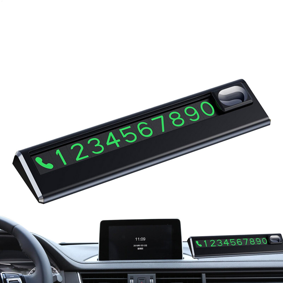 Temporary Car Parking Card Glow Dashboard Car Parking Plate With Phone Number, Car Number Plate, Black 9393856851553
