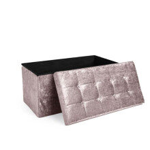 (Crushed Velvet Blush Pink, 38X38X38cm) Foldable Storage Boxes with Lid 38x38x38cm & 76x35x35cm Organiser for Home Storage Solutions
