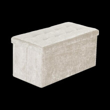 (Crushed Velvet Cream, 38X38X38cm) Foldable Storage Boxes with Lid 38x38x38cm & 76x35x35cm Organiser for Home Storage Solutions