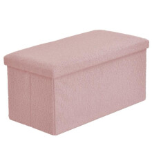 (Boucle Blush Pink, 38X38X38cm) Foldable Storage Boxes with Lid 38x38x38cm & 76x35x35cm Organiser for Home Storage Solutions