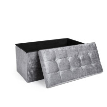 (Crushed Velvet Silver, 38X38X38cm) Foldable Storage Boxes with Lid 38x38x38cm & 76x35x35cm Organiser for Home Storage Solutions