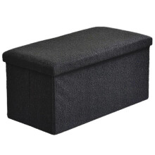 (Boucle Black, 38X38X38cm) Foldable Storage Boxes with Lid 38x38x38cm & 76x35x35cm Organiser for Home Storage Solutions