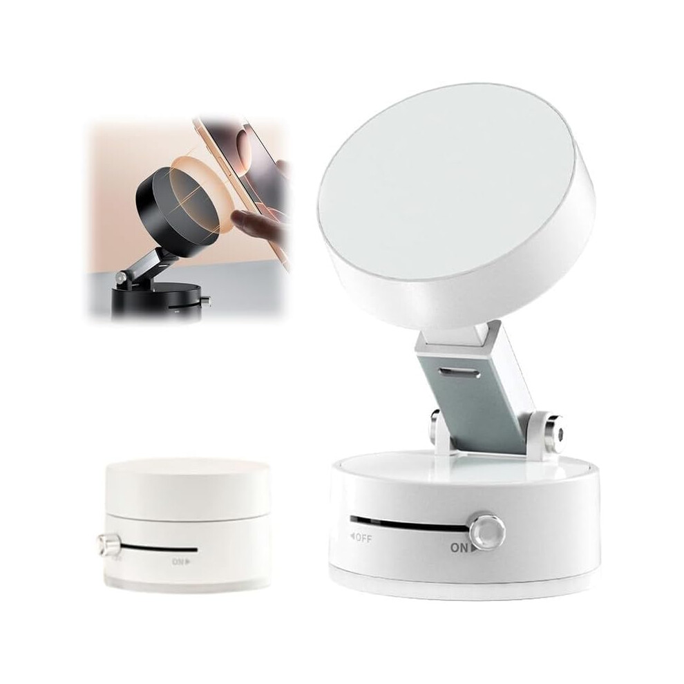 Vacuum Magnetic Suction Phone Holder Upgraded Foldable And Retractable Double-Sided Mount Universal For All Phones White 9393856851843