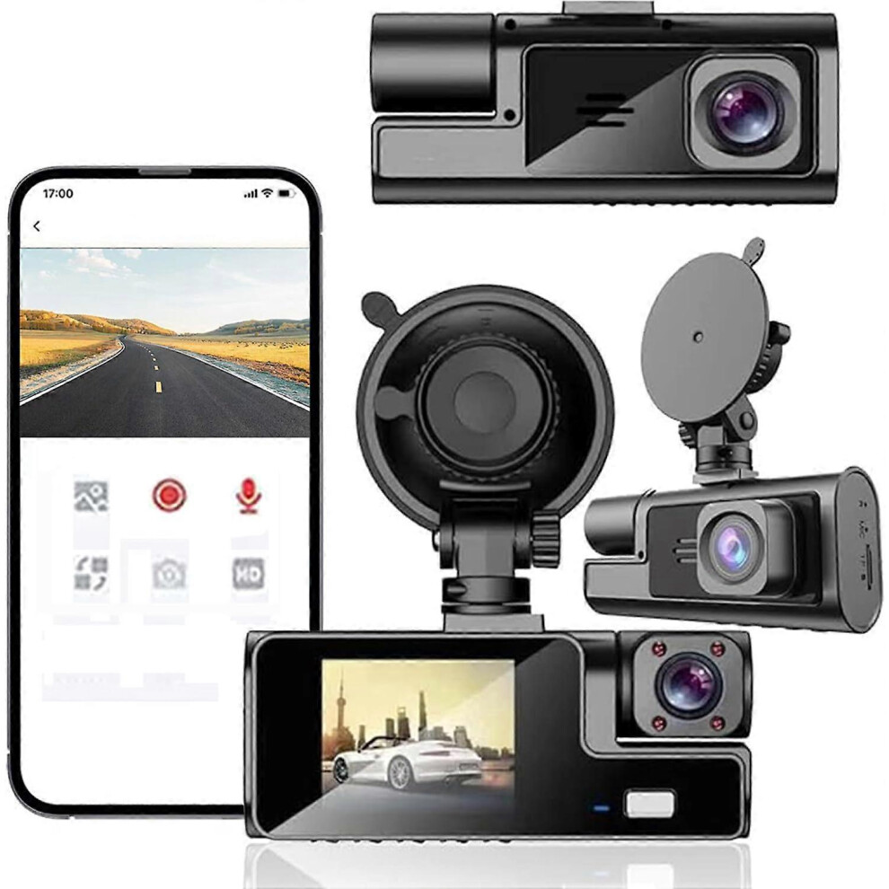 Kikidex (As Show, One Size) Dash Cam, Dual Dash Cam Front And Inside Fhd 1080P, 64Gb Card Included, Dashcams For Cars With 24H Parking Monitor, Loop Recording