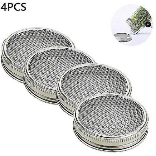 4-pack Stainless Steel Sprout Jar Lid Kit Mason Jar Making 1