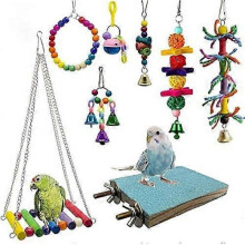 8-Pack Bird Swing Chew Toys - Parrot Hammock Bell Toys for Baby Parrots, Cockatiels, Conures