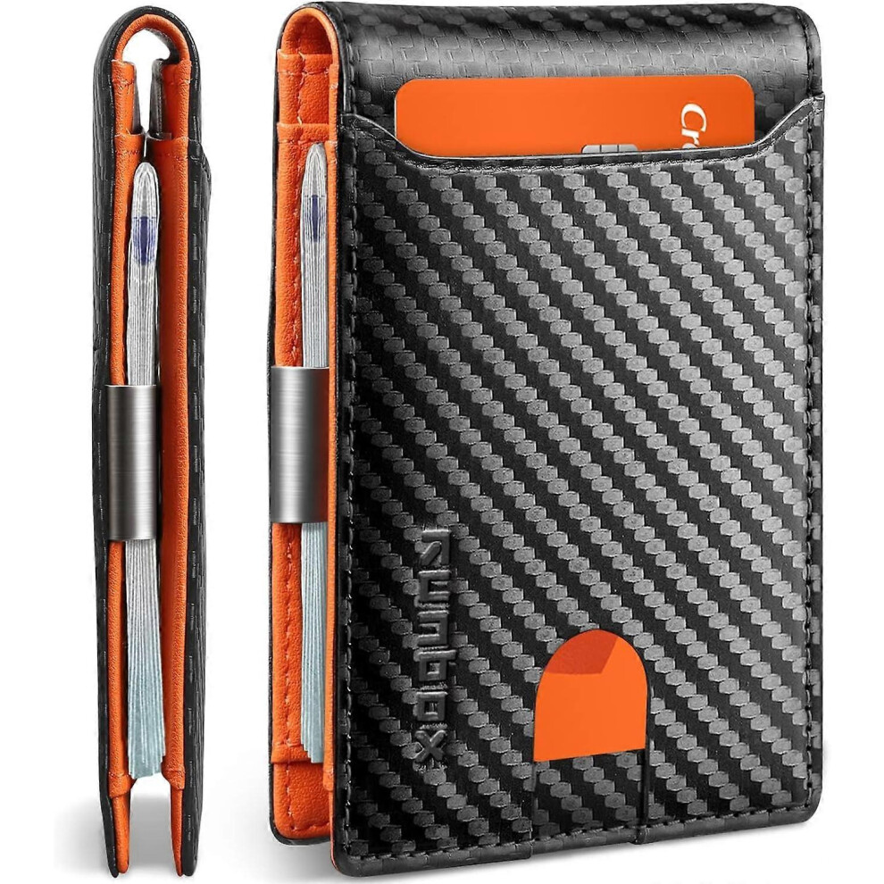 Kikidex (As Show, One Size) Slim Wallets For Men - Leather Money Clip Mens Wallet - Rfid Blocking Front Pocket Bifold Wallet - Minimalist Credit Card Holder W