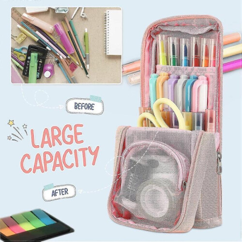 Standing Pencil Case Large Capacity,multi-layer Pen Pouch Pen Holder 1