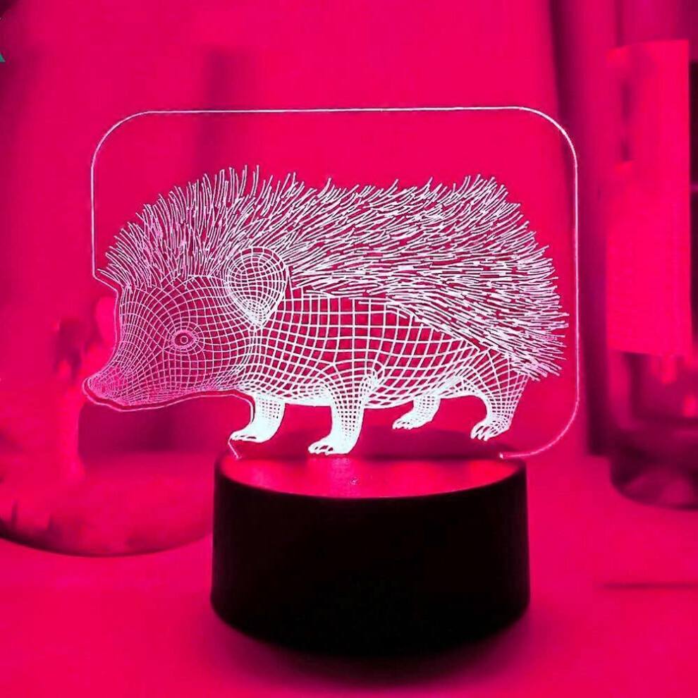 Kikidex (As Show, One Size) Xyc 3D Hedgehog Night Lamp Illusion 7 Color Changing Touch Switch Table Desk Decoration Lamps Gift With Acrylic Flat Abs Bas Light