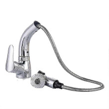 Retractable Bathroom Faucet Rotating Pull-out Hot Cold Water Faucet for Washbasin