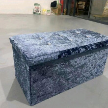 (CHARCOAL) Double Crushed Velvet Storage Box With Lid, Foldable Design In Light Grey And Black Organiser Collapsing 76x38x38cm Collapsible
